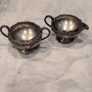 Elegant Silver Creamer and Sugar Bowl Set